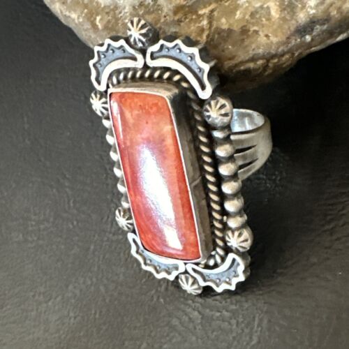 Native American Men's Spiny Oyster Ring | Navajo Sterling Silver | Sz 8.5 | 16888