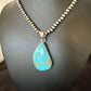 Blue Kingman Turquoise Pendant | Navajo Pearls | Sterling Silver Necklace 20" | 16999