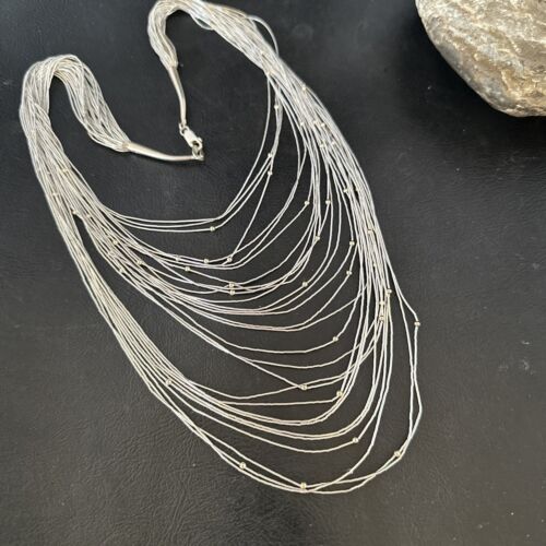 Graduated Bib Heishi Liquid Necklace | Sterling Silver | 24" | 17241