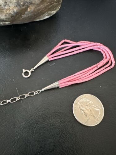 Navajo Pink Rhodochrosite 5-Strand Heishi Bracelet | Authentic Native American Handmade | 16978