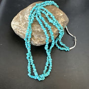 Navajo Blue Kingman Nugget Turquoise Necklace | Sterling Silver | 20" | Authentic Native American Handmade | 17462