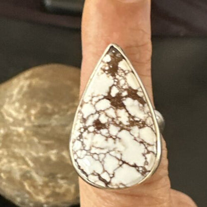 Men's and Women's Wild Horse Turquoise Ring | Navajo Sterling Silver | Sz 7 | 17363
