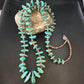 Blue Kingman Nugget Turquoise Necklace | Navajo Sterling Silver | Authentic Native American | 34" Graduated | 15288