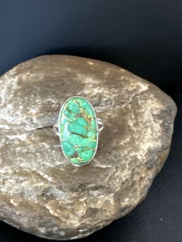 Navajo Green Mojave Turquoise Ring | Sterling Silver | Sz 7 | Authentic Native American Handmade | 15592
