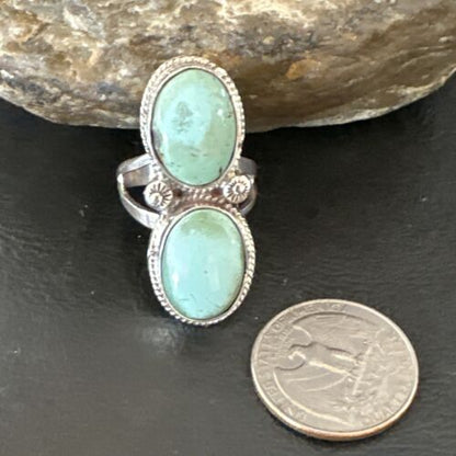 Navajo Blue Dry Creek Turquoise Multi-Stone Ring | Authentic Native American Sterling Silver | Sz 10 | 16740