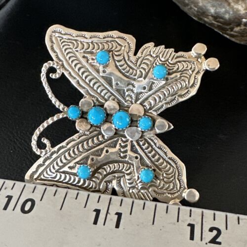 Navajo Turquoise Butterfly Ring | Authentic Native American Sterling Silver | Multi-Stone | Adjustable Women's Sz 7 | 16171