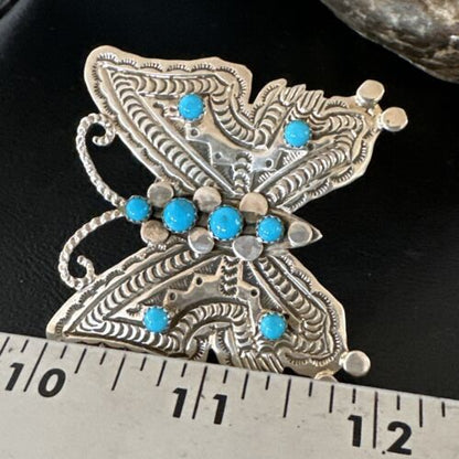 Navajo Turquoise Butterfly Ring | Authentic Native American Sterling Silver | Multi-Stone | Adjustable Women's Sz 7 | 16171