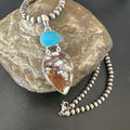 Navajo Wild Horse Blue Kingman Turquoise Necklace | Sterling Silver | Multi-Stone Pendant | 17315