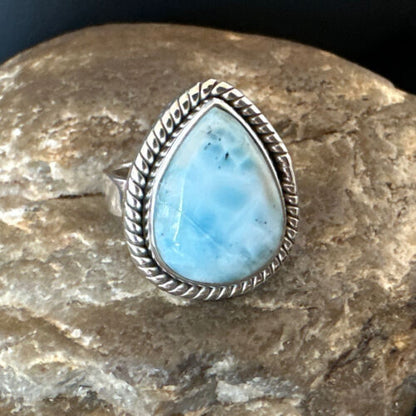 Navajo Blue Larimar Ring | Sterling Silver | Sz 6 | Authentic Native American Handmade | 16605