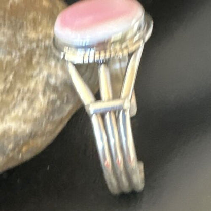 Navajo Pink Conch Cuff Bracelet | Sterling Silver | Authentic Native American Handmade | 16121