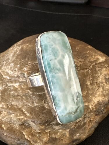 Navajo Blue Larimar Ring | Sterling Silver | Sz 10 | Authentic Native American Handmade | 17586