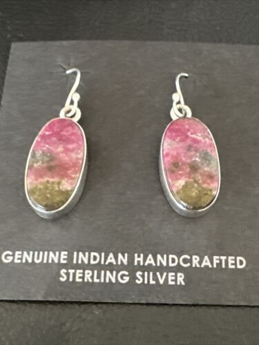 Purple Mojave Turquoise Dangle Earrings | Sterling Silver | Authentic Native American Handmade | 15787