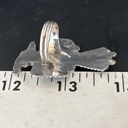 Zuni Turquoise Onyx Peyote Bird Inlay Ring | Sterling Silver | Sz 7 | Authentic Native American Handmade | 15390