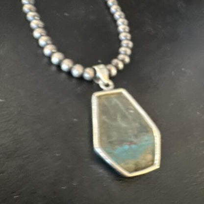 Men's Spiderweb Turquoise Pendant | Navajo Pearls Sterling Silver Necklace | Authentic Native American | 15532