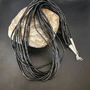 Black Onyx Heishi Tube Necklace | 10 Strand | 24" | Sterling Silver | 16067