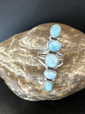Navajo Blue Larimar Cluster Ring | Authentic Native American Sterling Silver | Multi-Stone | Sz 6.5 | 16161