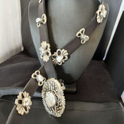 White Buffalo Turquoise Concha Belt | Navajo Sterling Silver | 50" Buckles | Authentic Native American Handmade | 15816