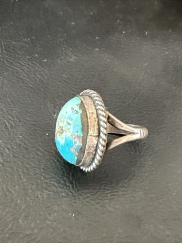 Navajo Blue Kingman Turquoise Ring | Sterling Silver | Sz 5.5 | Authentic Native American Handmade | 16893