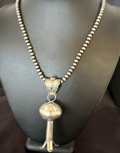 Native American Navajo Sterling Silver Necklace | 3.5" Naja Pendant | 20" | 16479