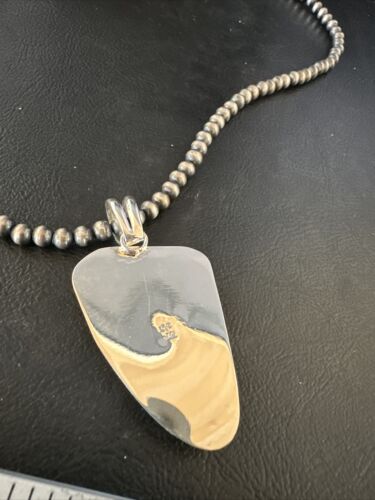 Navajo Pearls Orange Spiny Oyster Necklace Pendant | Sterling Silver | Authentic Native American Handmade | 15003