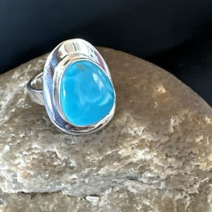 Sterling Silver Blue Kingman Turquoise Ring | Sz 7 | 17594 - Masha USA