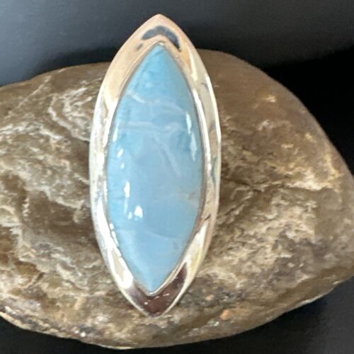 Navajo Blue Larimar Ring | Sterling Silver | Sz 10 | Authentic Native American Handmade | 16009