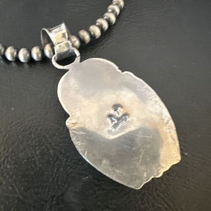 Navajo Red Spiny Oyster Pendant Necklace | Sterling Silver | Authentic Native American Handmade | 15632