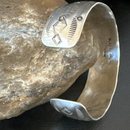 Navajo Stamped Cuff Bracelet | Sterling Silver | Authentic Native American Handmade | 17460