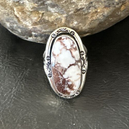 Navajo Wild Horse Turquoise Ring | Sterling Silver | Sz 8.5 | Authentic Native American Handmade | 16470