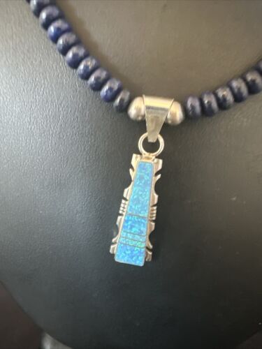 Navajo Opal, Lapis & Turquoise Pendant Necklace | Sterling Silver | Authentic Native American Handmade | 15637