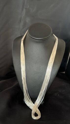 Statement Liquid Silver Heishi Necklace | 50 Strand | Sterling Silver | 30" | 16914