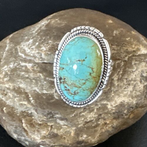 Blue #8 Turquoise Navajo Ring | Sterling Silver | Sz 12 | Authentic Native American Handmade | 15504