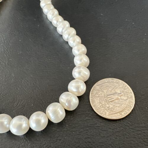 Handmade White Freshwater Pearl Bead Necklace | Sterling Silver | 21" | 17368
