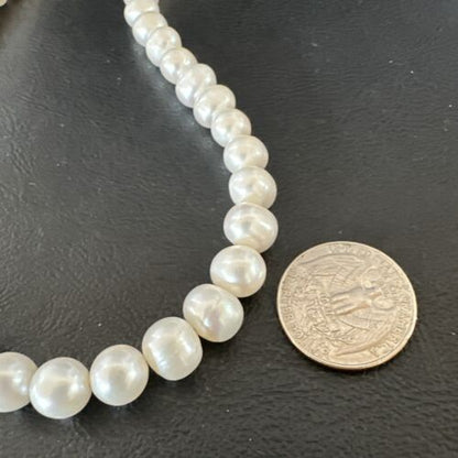 Handmade White Freshwater Pearl Bead Necklace | Sterling Silver | 21" | 17368