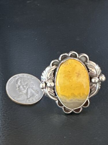 Navajo Yellow Bumble Bee Jasper Ring | Sterling Silver | Sz 9 | Authentic Native American Handmade | 14943