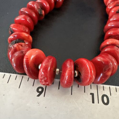 Navajo Pearl Bamboo Coral Necklace | Sterling Silver | 22" | Authentic Native American Handmade | 13915