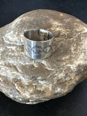 Navajo Stamped Wide Band Ring | Sterling Silver | Sz 7 | Authentic Native American Handmade | 14999