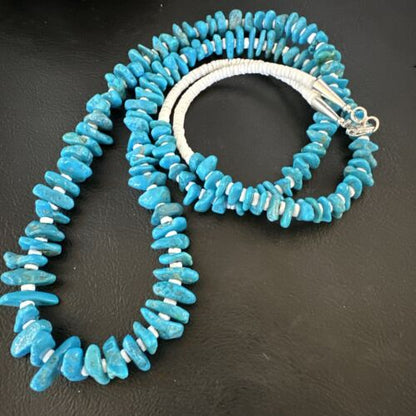 Navajo Blue Kingman Turquoise Pendant Necklace | Sterling Silver | 32" | Authentic Native American Handmade | 16069