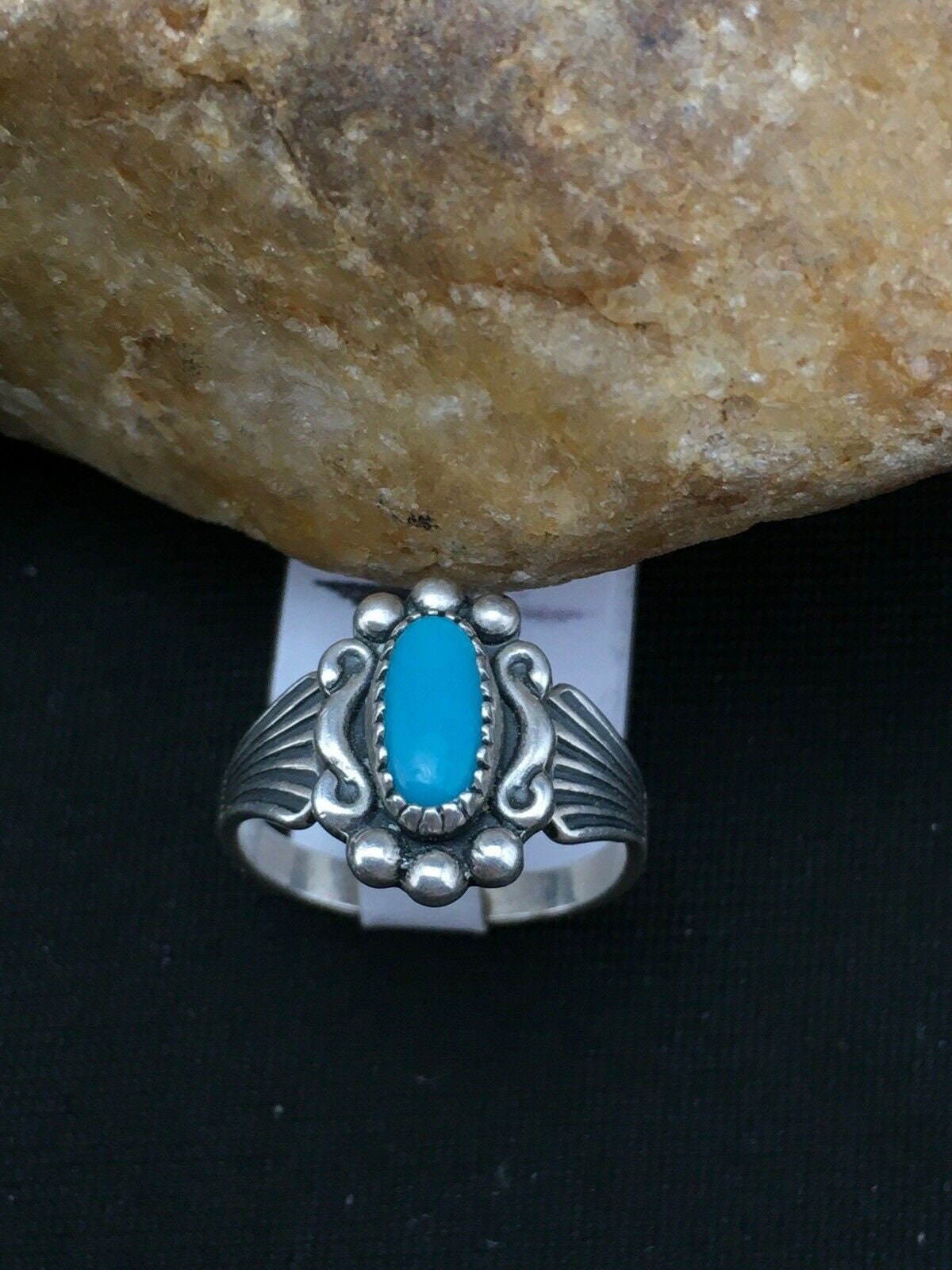 Native American Navajo Blue Turquoise Ring | Sterling Silver | Sz 4.5 | 4448