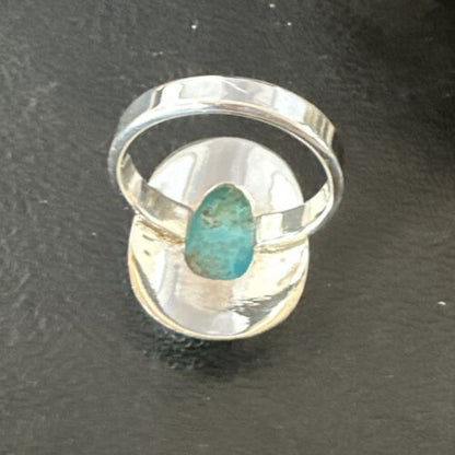 Navajo Blue Turquoise Ring | Sterling Silver | Sz 10 | Authentic Native American Handmade | 16580 - Masha USA