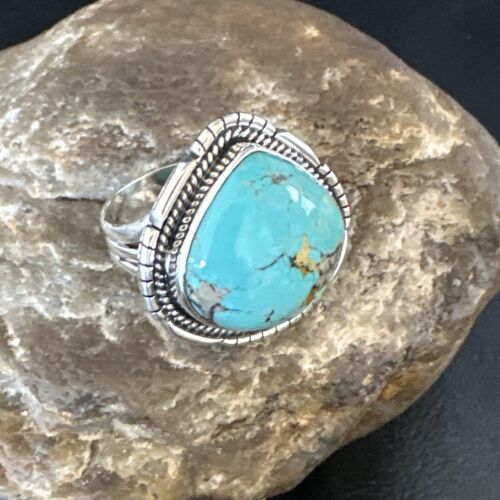 Navajo Blue #8 Turquoise Ring | Sterling Silver | Sz 11 | Authentic Native American Handmade | 15506