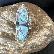 Navajo Blue Golden Hills Turquoise Multi-Stone Ring | Authentic Native American Sterling Silver | Sz 7 | 16284