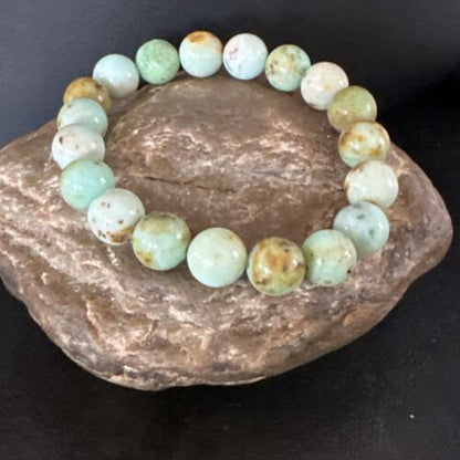 Women's Green Turquoise Stretch Bracelet | 10mm Stone | 7" | 15242