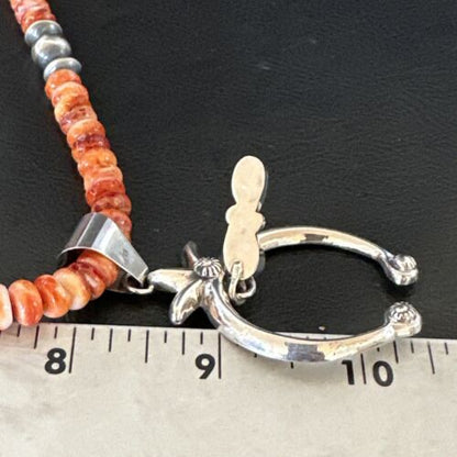 Navajo Red Spiny Oyster Naja Pendant Necklace | Sterling Silver | 23" | Authentic Native American Handmade | 17659