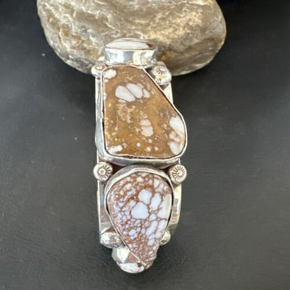 Men's Women's Wild Horse Turquoise Cuff Bracelet | Navajo Sterling Silver | Authentic Native American Handmade | 16938