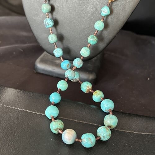 Native American Navajo Turquoise Shell Heishi Bead Necklace | Sterling Silver | 30" | 15991