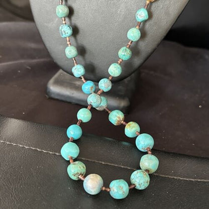 Native American Navajo Turquoise Shell Heishi Bead Necklace | Sterling Silver | 30" | 15991