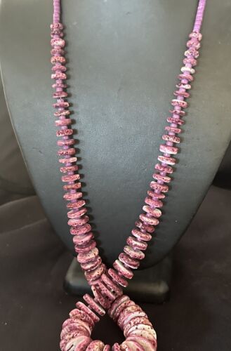 Purple Spiny Oyster Navajo Pearls Sterling Silver Necklace | Authentic Native American | 30" | 16814