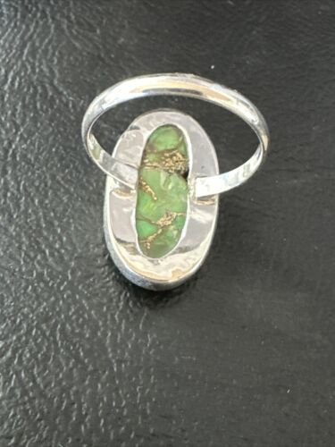 Navajo Green Mojave Turquoise Ring | Sterling Silver | Sz 7 | Authentic Native American Handmade | 15596