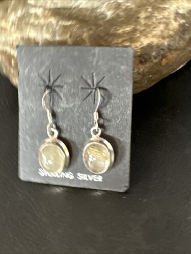 Navajo White Moonstone Dangle Earrings | Sterling Silver | Authentic Native American Handmade | 15311